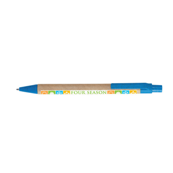 Flicker Eco Ball Pen, Manilla Body with Coloured Trim (Blue ink)