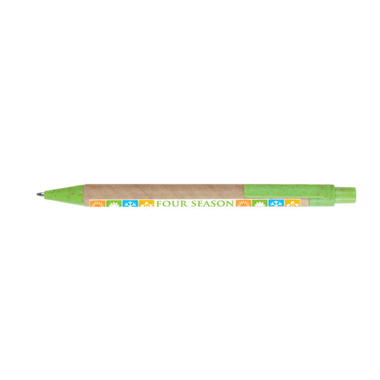 Flicker Eco Ball Pen, Manilla Body with Coloured Trim (Blue ink)