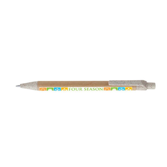 Flicker Eco Ball Pen, Manilla Body with Coloured Trim (Blue ink)