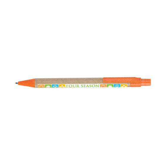 Flicker Eco Ball Pen, Manilla Body with Coloured Trim (Blue ink)