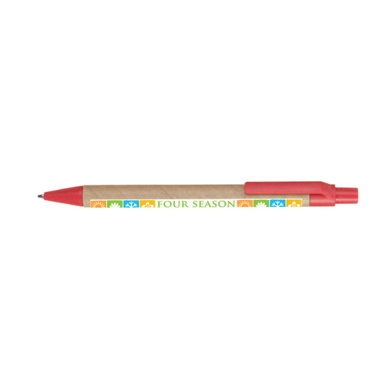 Flicker Eco Ball Pen, Manilla Body with Coloured Trim (Blue ink)