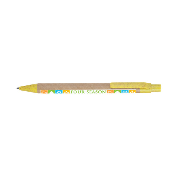 Flicker Eco Ball Pen, Manilla Body with Coloured Trim (Blue ink)