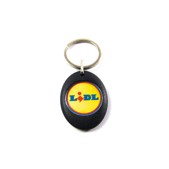 Libra Plastic Trolley Token Keychain with 1 euro coin
