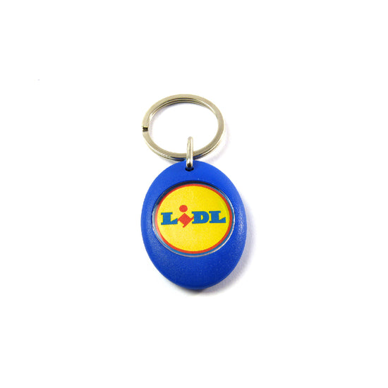 Libra Plastic Trolley Token Keychain with 1 euro coin
